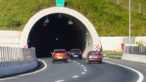Cars entering in tunnel